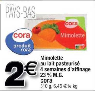 mimolette au lait pasteurisé 4 semaines d'affinage 23% m.g. cora