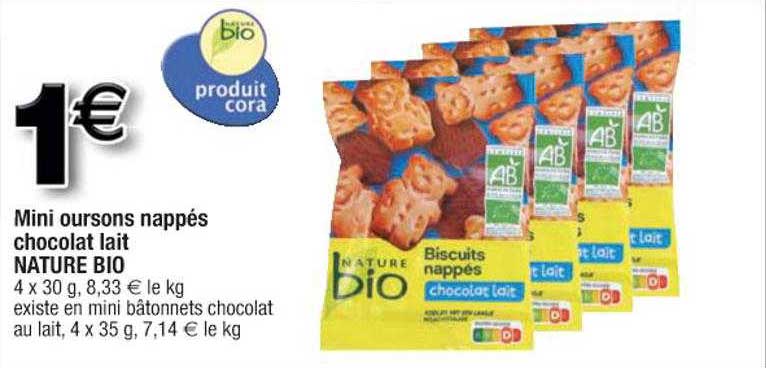 Mini Oursons Nappés Chocolat Lait Nature Bio