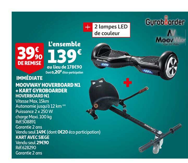 moovway hoverboard n1 + kart gyroboarder hoverboard n1