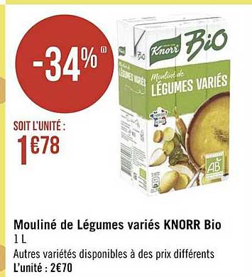 mouliné de légumes variés knorr bio