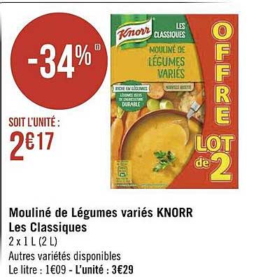 mouliné de légumes variés knorr les classiques