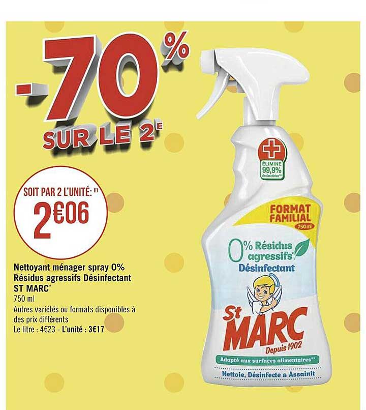 nettoyant ménager spray 0% résidus agressifs désinfectant st marc
