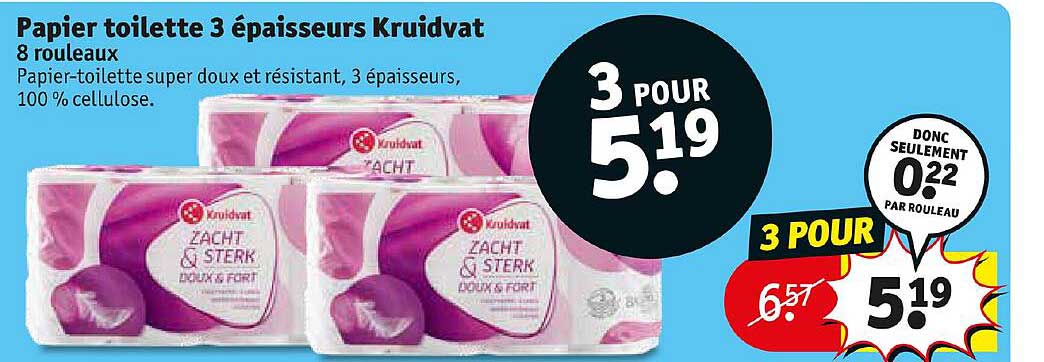 papier toilette 3 épaisseurs kruidvat
