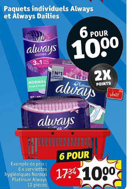 paquets individuels always et always dailies