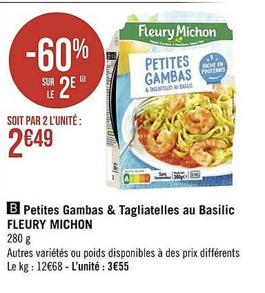 petites gambas & tagliatelles au basilic fleury michon