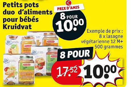 petits pots duo d'aliments pour bébés kruidvat