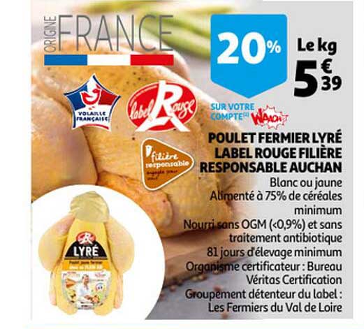 poulet fermier lyré label rouge filière responsable auchan