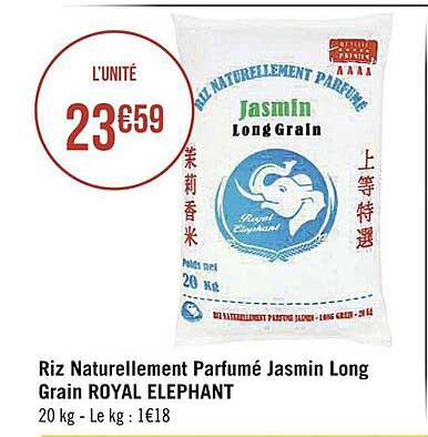 riz naturellement parfumé jasmin long grain royal éléphant