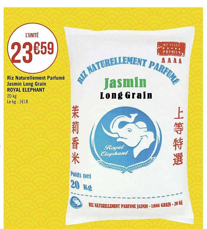 riz naturellement parfumé jasmin long grain royal éléphant