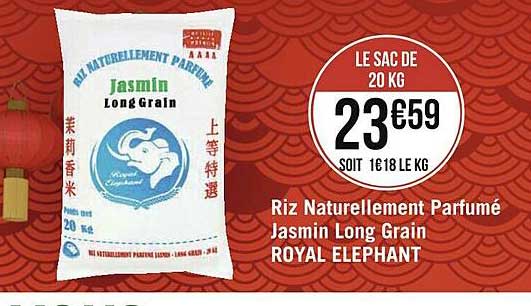 riz naturellement parfumé jasmin long grains royal éléphant