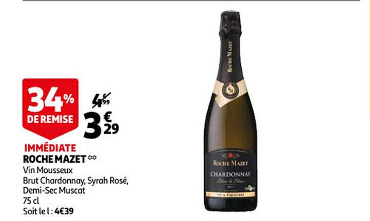 roche mazet vin mousseux brut chardonnay, syrah rosé , deli-sec muscat