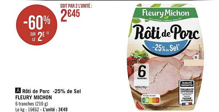 rôti de porc -25% de sel fleury michon
