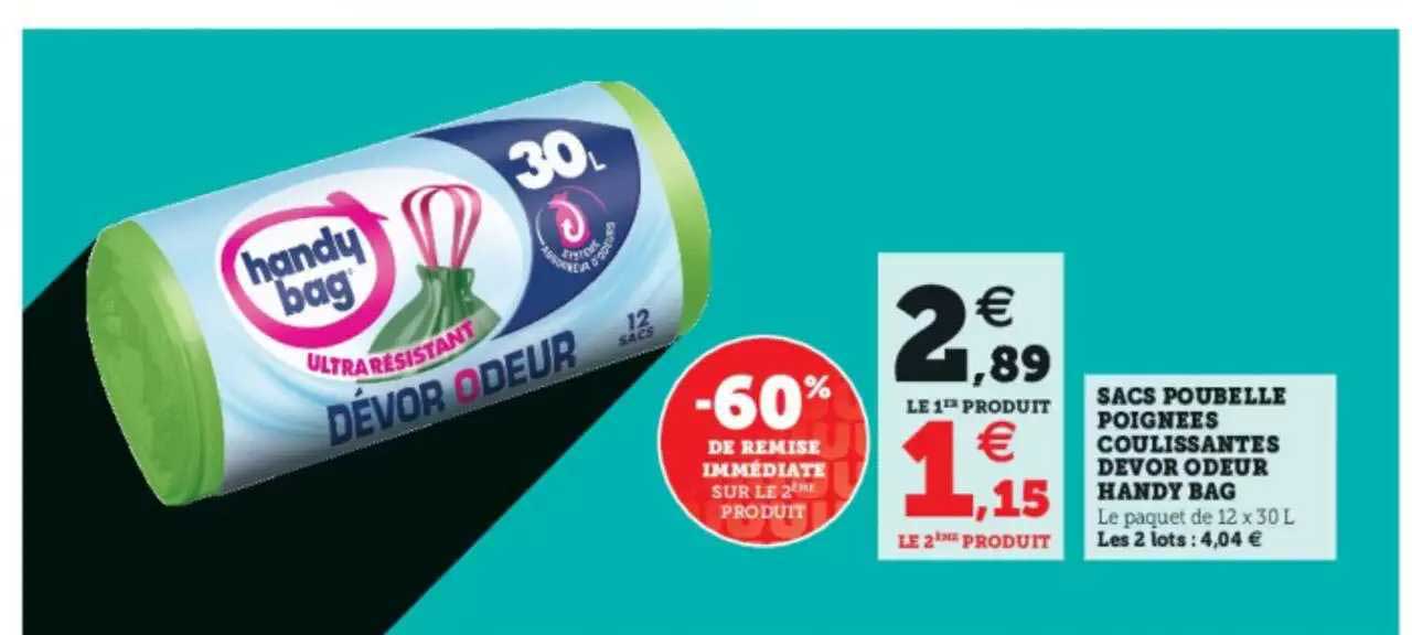 sacs poubelle poignées coulissantes dévor odeur handy bag