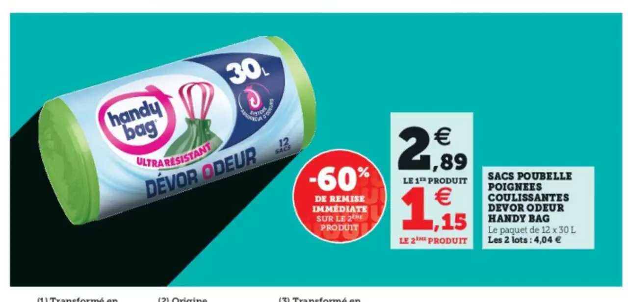 sacs poubelle poignées coulissantes devor odeur handy bag