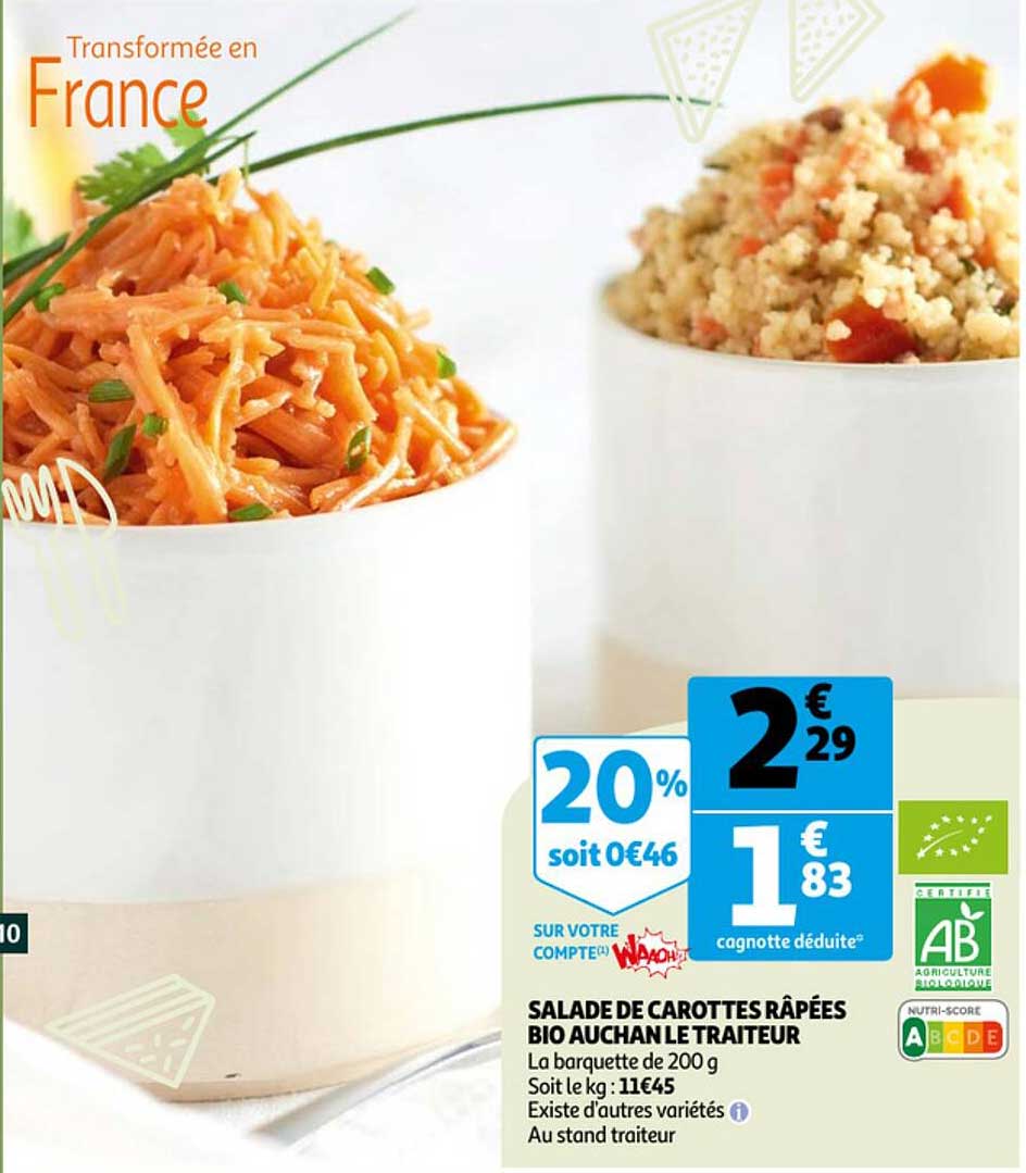 Salade De Carottes Râpées Bio Auchan Le Traiteur