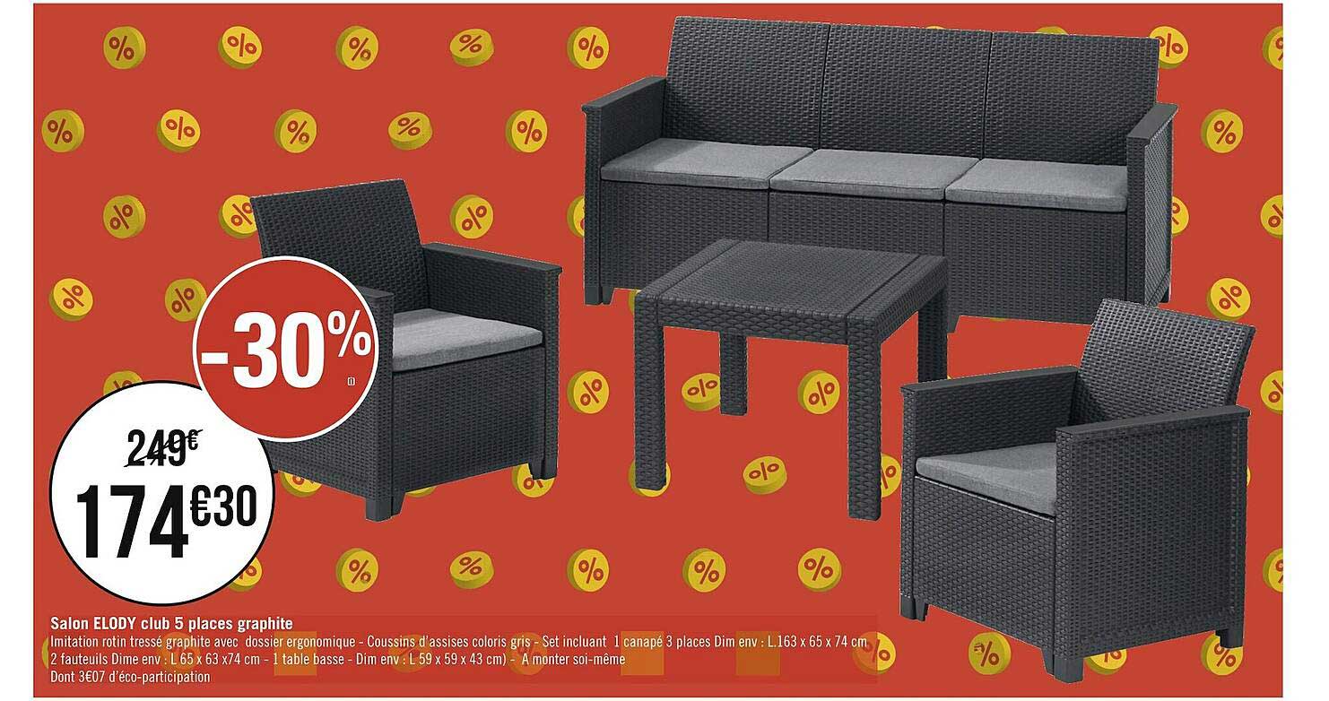 salon elody club 5 places graphite
