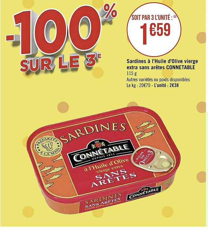 Sardines à L'huile D'olive Vierge Extra Sans Arêtes Connetable