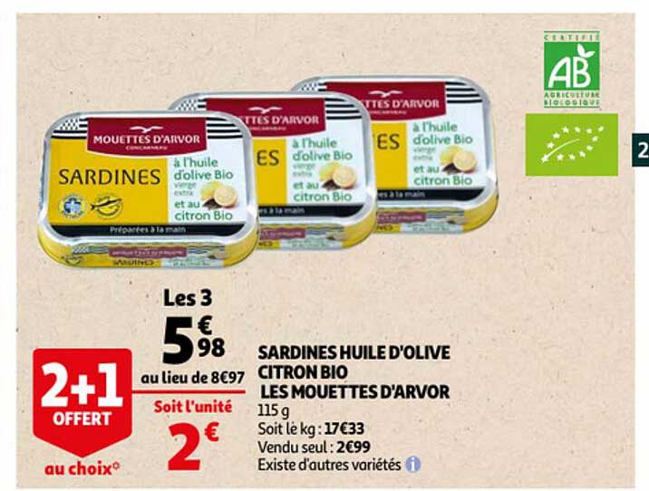 sardines huile d'olive citron les mouettes d'arvor