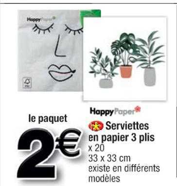 serviettes en papier 3 plis happy paper