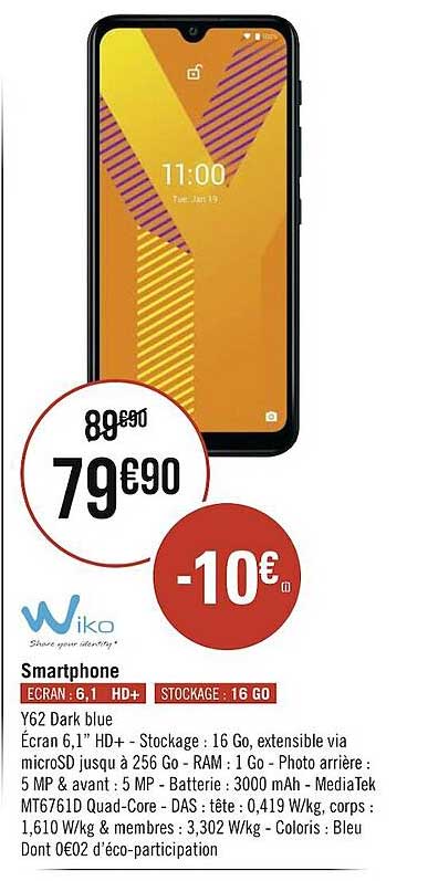Smartphone Y62 Dark Blue Wiko