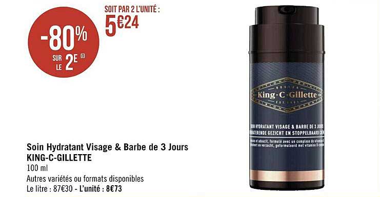 soin hydratant visage & barbe de 3 jours king-c-gillette
