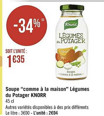 soupe "comme à la maison" légumes du potager knorr