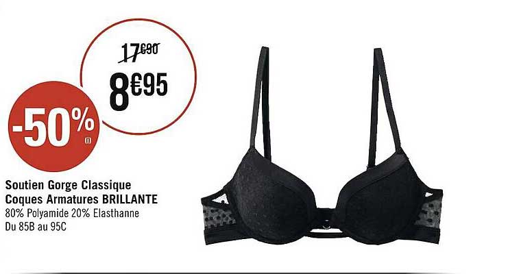 soutien gorge classique coque armatures brillante