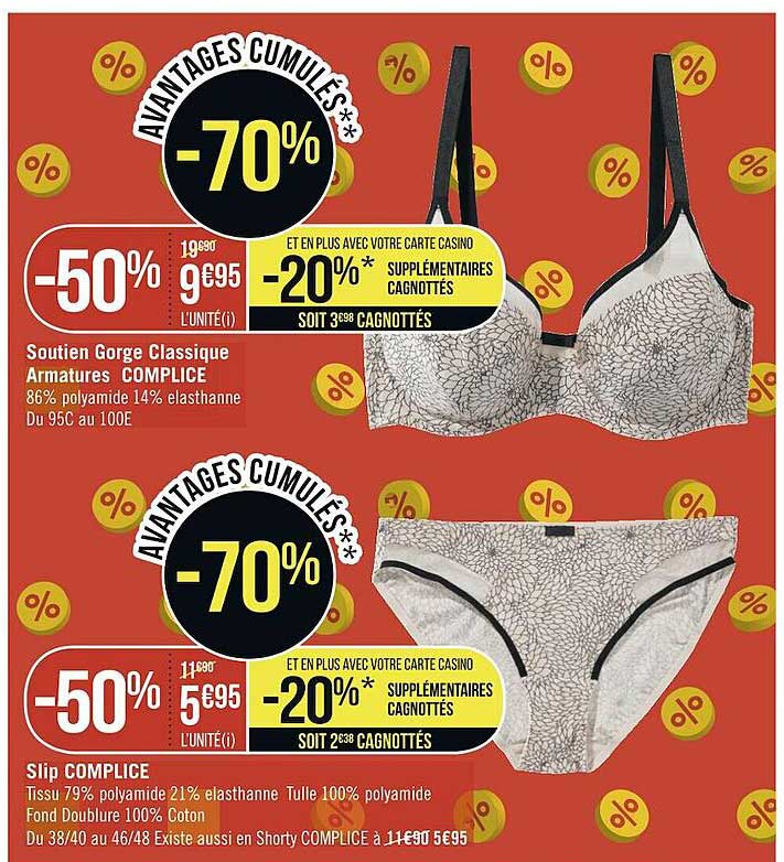 soutien gorger classique armatures complice, slip complice