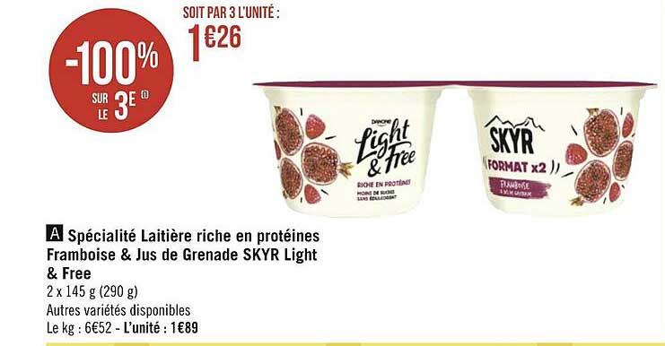 Spécialité Laitière Riche En Protéines Framboise & Jus De Grenade Skyr Light & Free