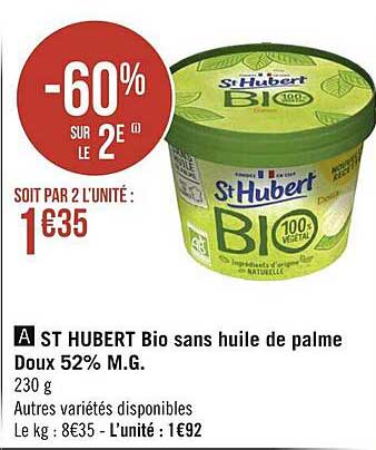 st hubert bio sans huile de palme doux 52% m.g.