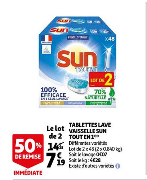 tablettes lave vaisselle sun tout en 1