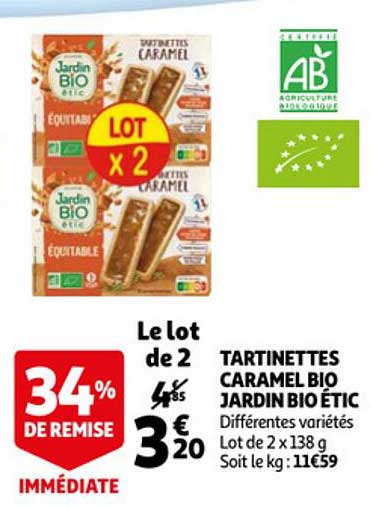 tartinettes caramel bio jardin bio étic