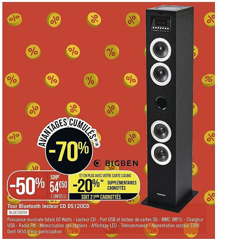 tour bluetooth lecteur cd ds 120cd bigben