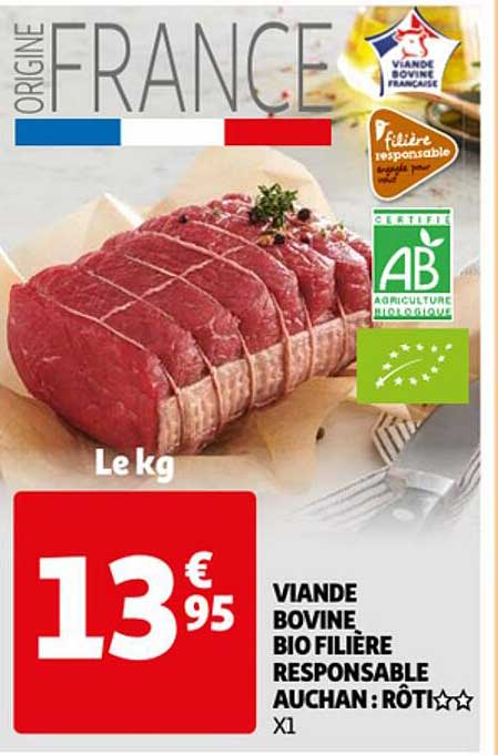 Viande Bovine Bio Filière Responsable Auchan : Rôti**