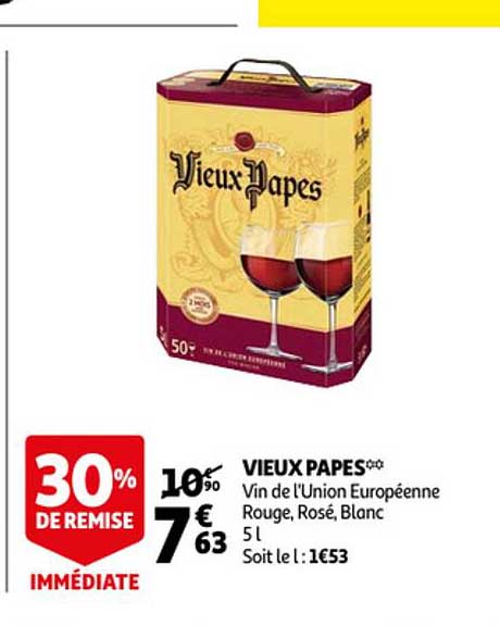 vieux papes vin de l'union européenne rouge, rosé, blanc