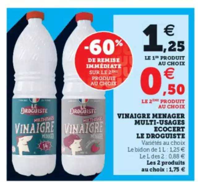 vinaigre ménager multi-usages ecocert le droguiste