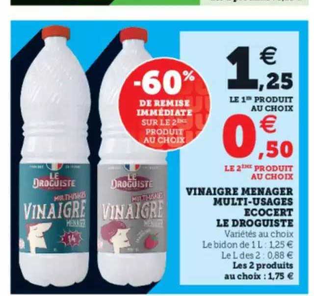 vinaigre ménager multi-usages écocert le droguiste