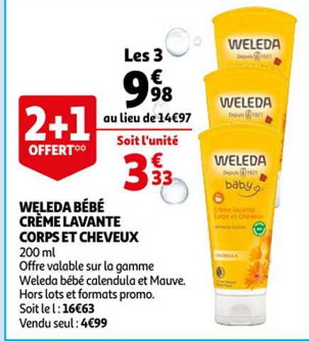 weleda bébé crème lavante corps et cheveux