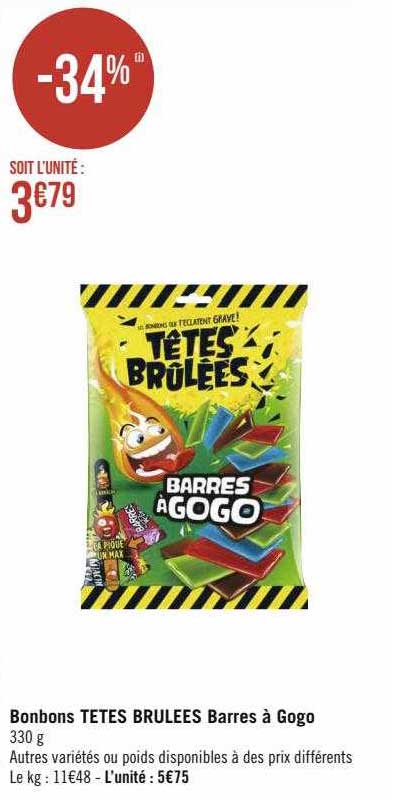 Bonbons Têtes Brûlées Barres à Gogo