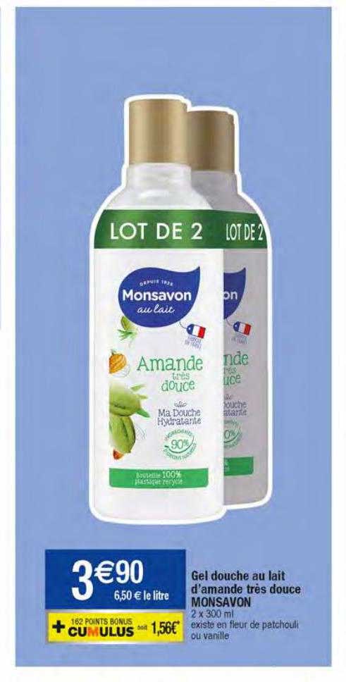 gel douche au lait d'amande très douce monsavon