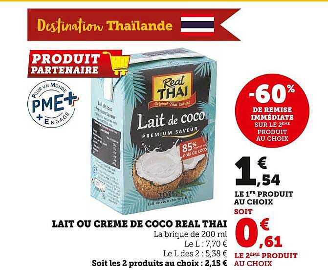 lait ou crème de coco réal thaï