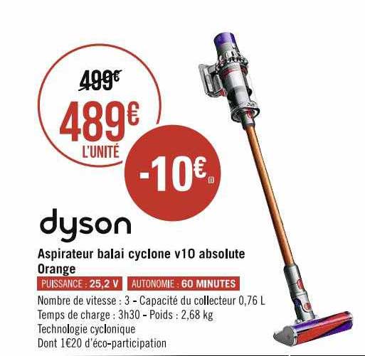 aspirateur balai cyclone v10 absolute orange dyson