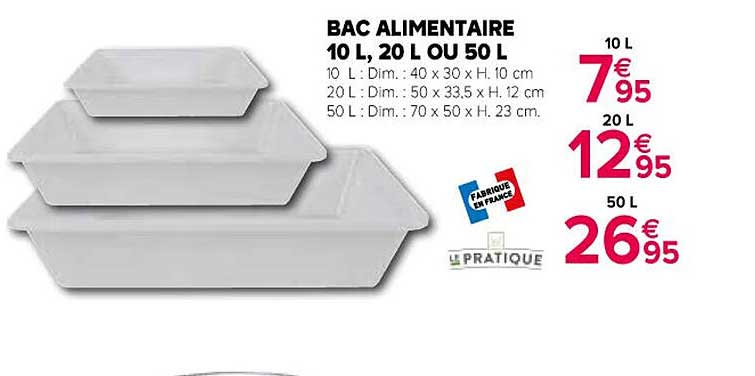 Bac Alimentaire 10 L , 20 L Ou 50 L