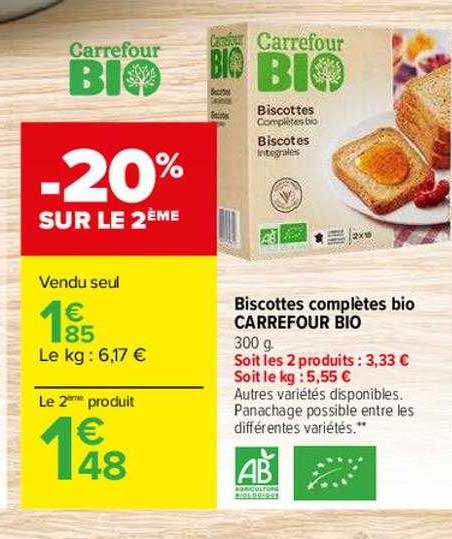 biscottes complètes bio carrefour bio