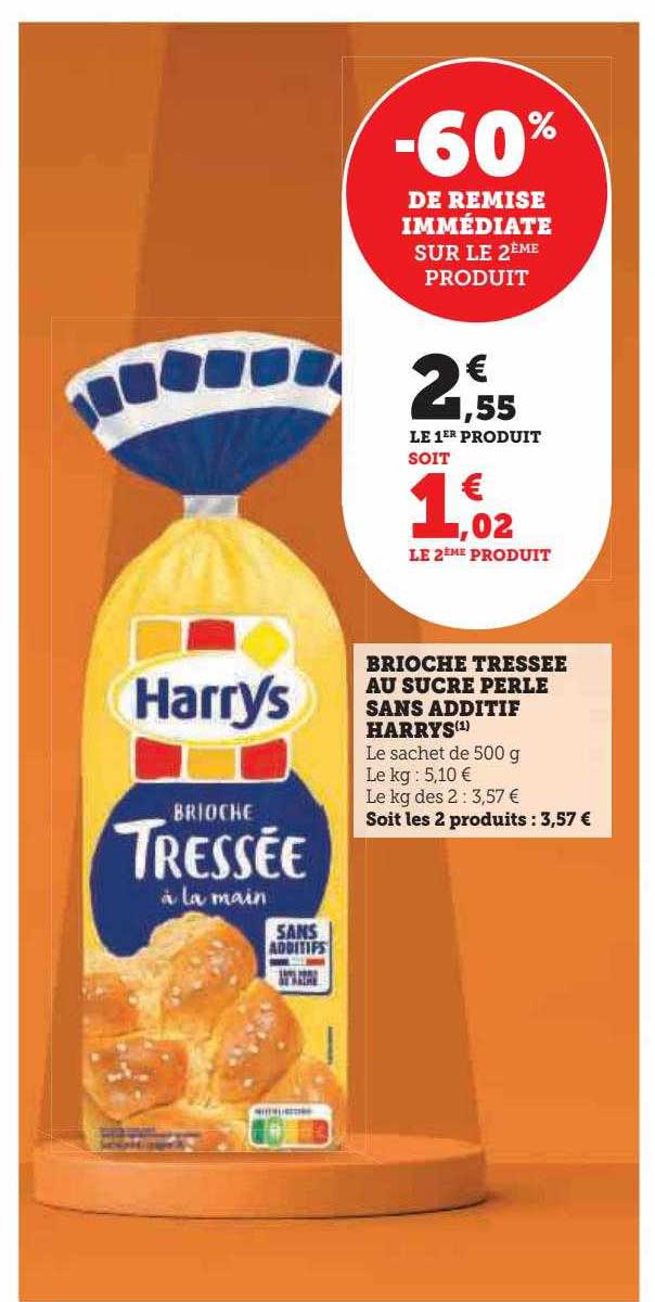 brioche tressée au sucre perle sans additif harrys