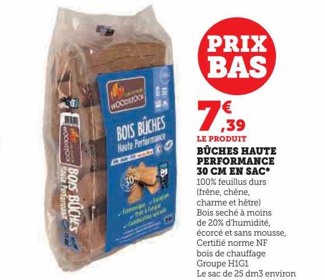 bûches hautes performance 30 cm en sac