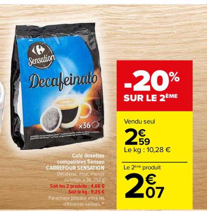 café dosettes compatibles senseo carrefour sensation