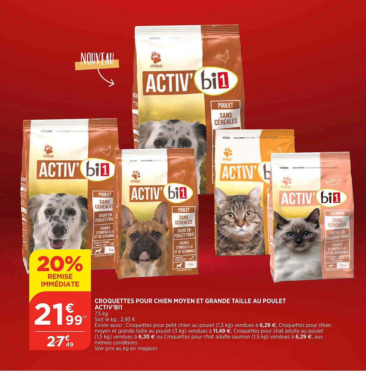 Croquettes Pour Chien Moyen Et Grande Taille Au Poulet Activ'bi1