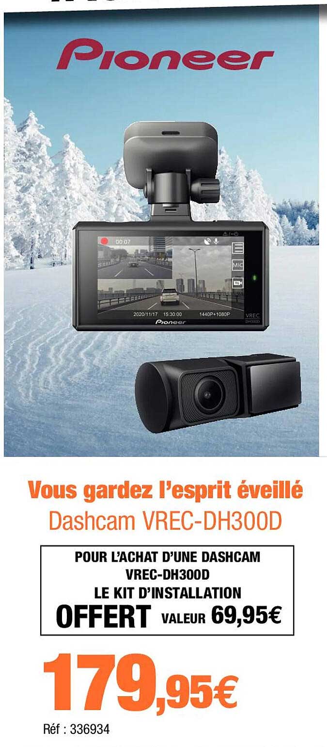 dashcam vrec-dh300d, le kit d'installation offert