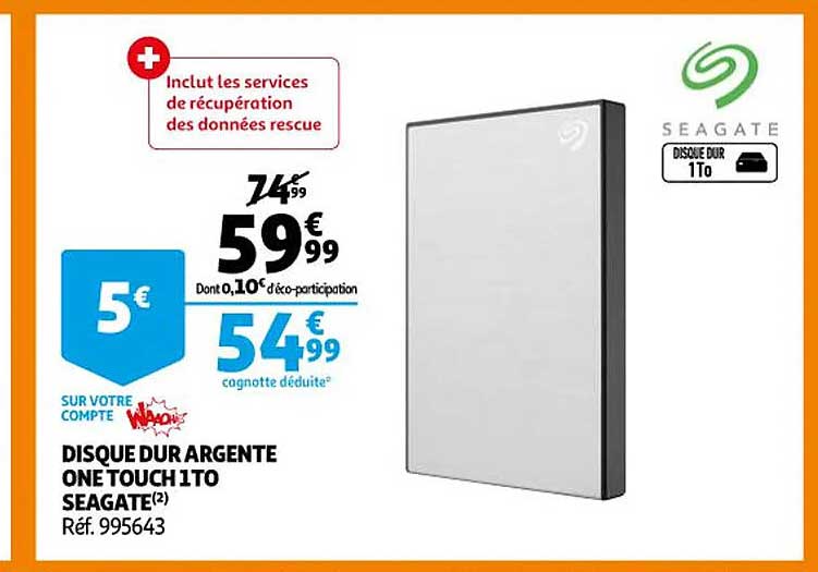disque dur argenté one touch 1to seagate